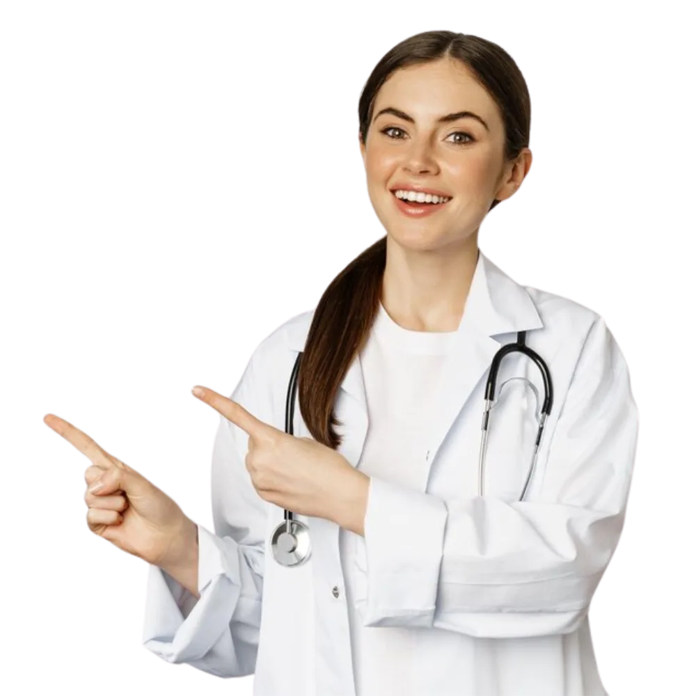Female doctor highlighting transparent stem cell therapy pricing in Bogotá